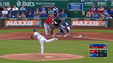 LAA@KC: Calhoun doubles home a run to open scoring