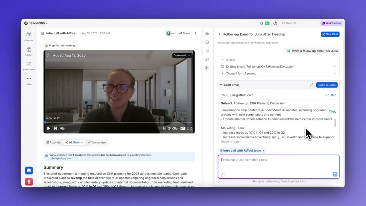 AI Meeting Agent That Turns Notes Into Tasks Automatically | Ask Fellow Demo