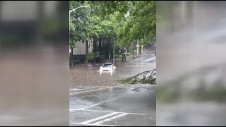 Waymo driverless car gets stuck in Atlanta flash flooding