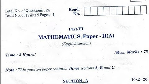 AP Inter 2nd year Maths 2A (EM) previous papers from 2012 to 2021