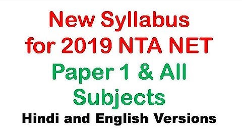 New Syllabus Paper 1 Hindi and English Versions - UGC NTA NET June 2019