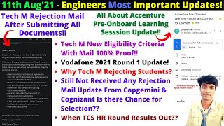 Tech M Update After Submitting All Documents & Rejection Mail, When TCS HR Round OL, JL Results Out