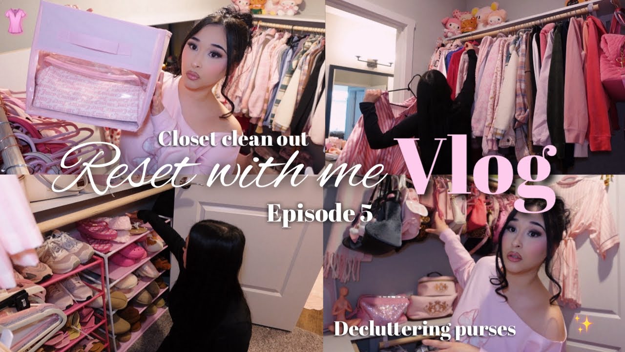 MASSIVE CLOSET CLEAN OUT: closet reset, organizing clothes, decluttering purses & shoes & redecorate