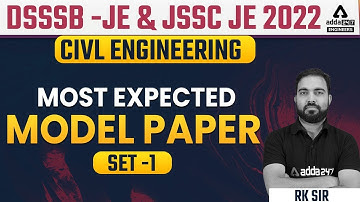 DSSSB JE/JSSC JE 2022 | Civil Engineering | Model Paper #1 | By RK Sir