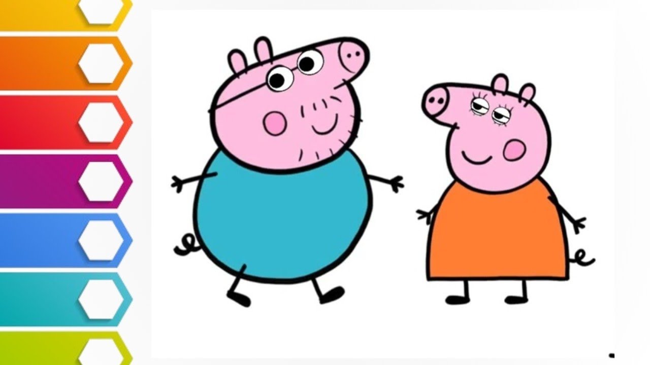 😍🥰dad peppa pig🐷l father peppa pig drawing l colorful❤💛💚💙drawing for kids l easy drawing l Peppa pig