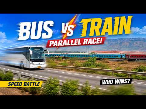 INSANE Parallel Run ! Train vs Bus | MSRTC Bus vs Palace Queen Humsafar Express on Expressway