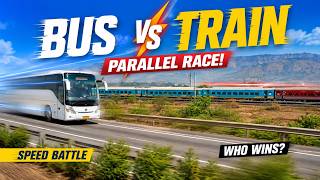 INSANE Parallel Run ! Train vs Bus | MSRTC Bus vs Palace Queen Humsafar Express on Expressway