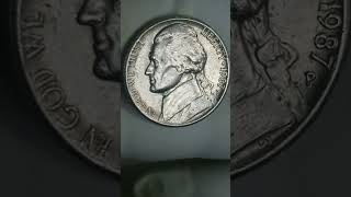 USA Jefferson nickel 1987 mint mark P mintage at 371 499 481 #short #coins #USA #money
