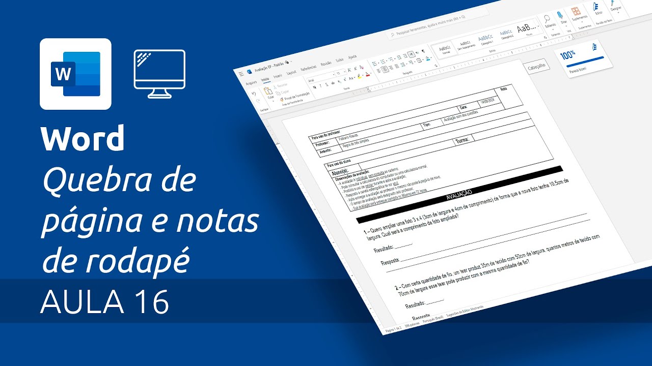 Word | AULA 16 | Quebra de página e notas de rodapé - YouTube