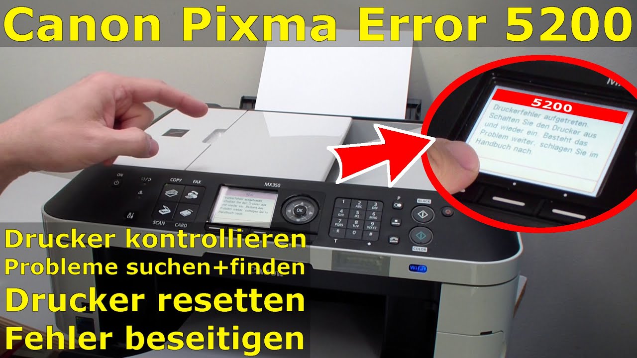 Canon Pixma Drucker Error 5200 Fehler Beheben Fix Youtube