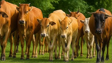Aktivitas Pengembala Sapi lembu jinak, Suara Sapi Moo, Kerumunan Sapi Lucu Berjalan menuju kandang
