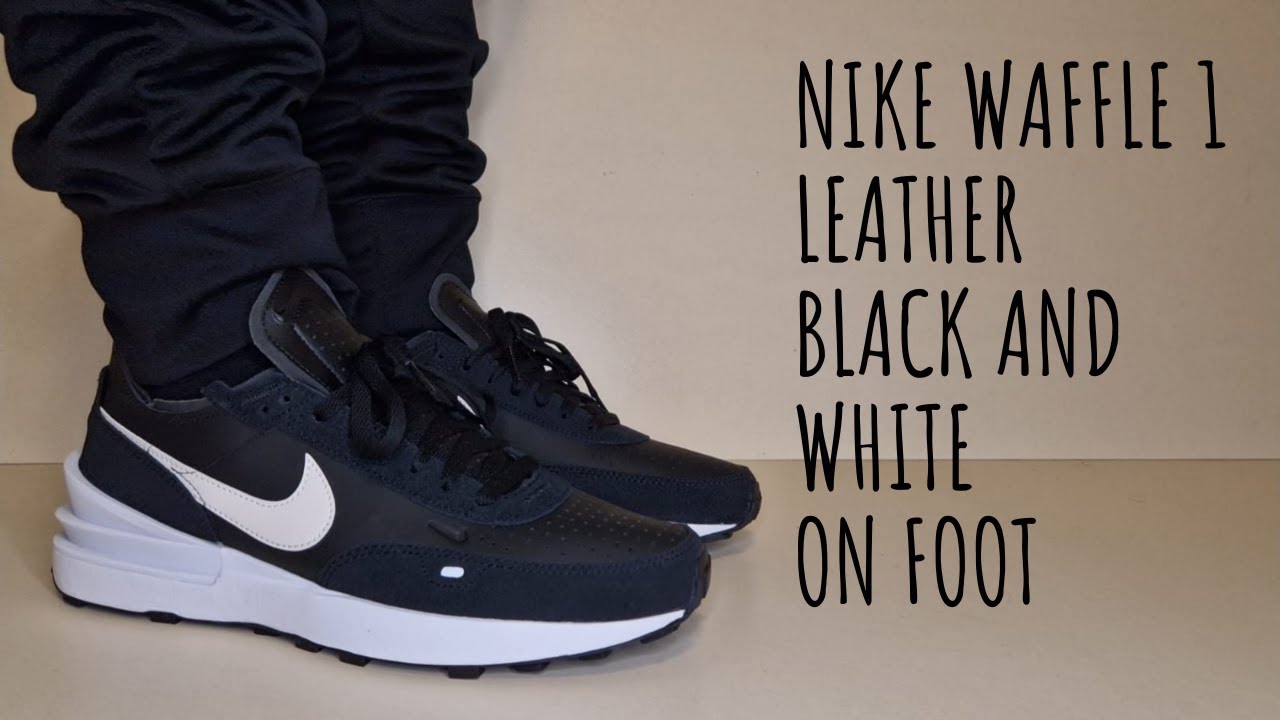 Nike Waffle One Leather Black and white on foot YouTube