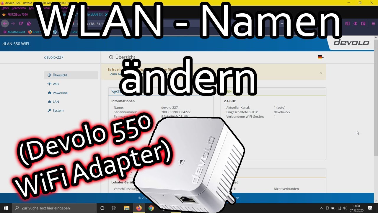 Devolo dLAN 550 WiFi Adapter - WLAN-Namen ändern - YouTube