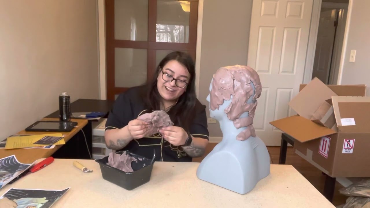 First time MAKING A MASK, PART 1: Adding Clay To Head