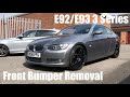 E92 BMW 3 Series Front Bumper Removal How To DIY 335i with HID Headlamp Washers Coupe 2007-2013