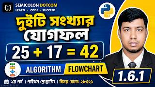 Sum of Two Numbers Algorithm & Flowchart in Bangla | Python Programming Bangla