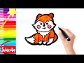 Draw and colour wolf for kids||बच्चों के लिए प्यारा लोमड़ी का चित्र बनाना और रंगना||Menggambar