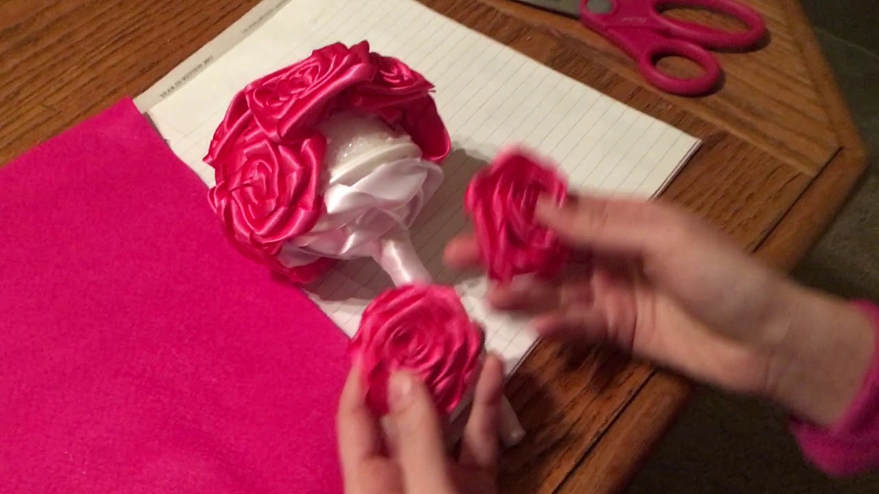 How to make a ribbon flower bouquet YouTube
