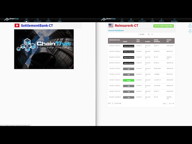 ChainThat Demo - Insurance accounting & settlement on Corda