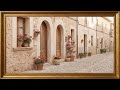 Ultra-Wide Lens | Ultra-wide angle view of a medieval Italian village street  | TV Frame Background