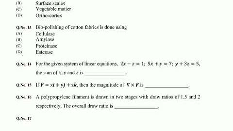 #Gate 2020 TF question paper   #Textile Engineering and Fibre Science