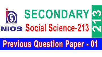 Social Science 213 || NIOS || Secondary || Previous Question Paper-01 || #globaleducation