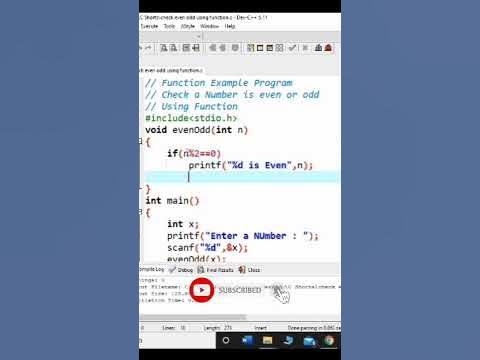#71 Even Odd Program using Function in C | C Programming #shorts - YouTube