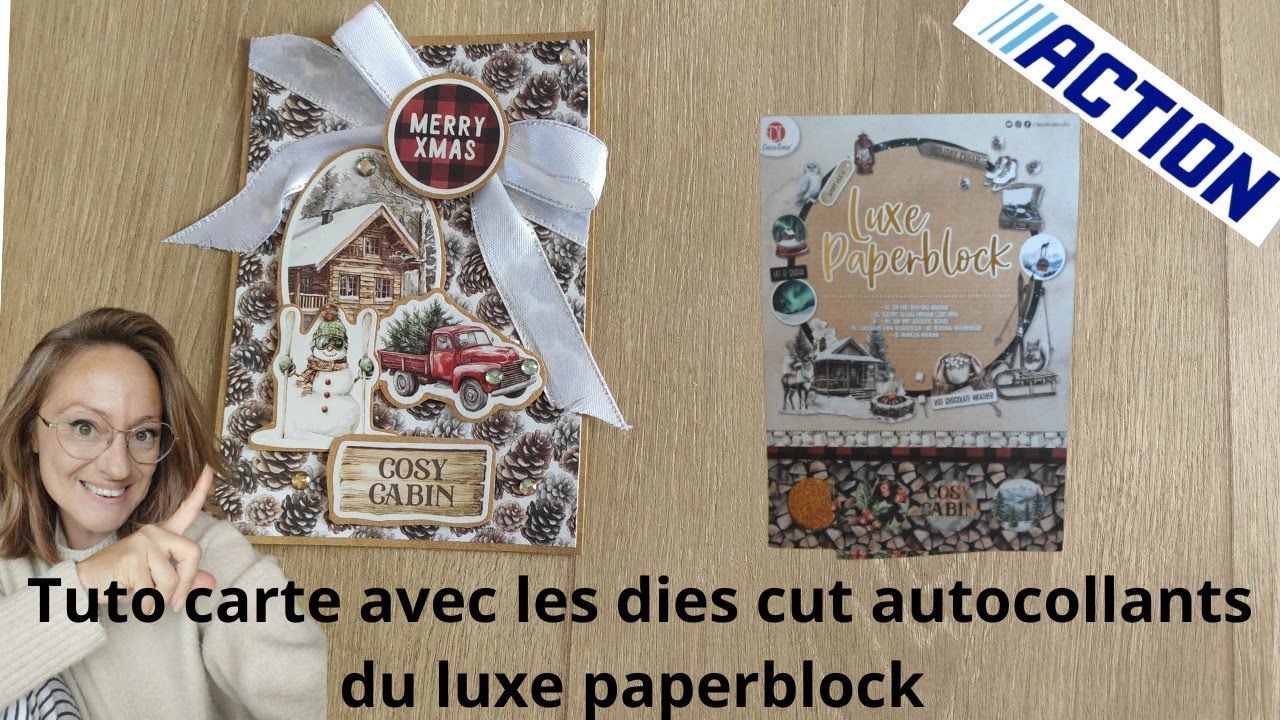 Tuto carte avec les dies cut autocollants du Luxe paperblock #scrap #noel #action #scrapbooking 