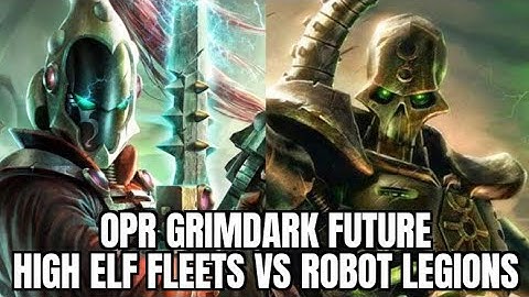 One Page Rules Grimdark Future battle report. High Elf Fleets vs Robot Legions.