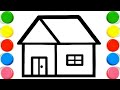 How To Draw cute house Drawing, Painting &amp; Coloring For Kids and Toddlers_ Child Art 🐋🌈