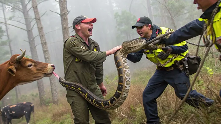 Brave Heroes Save Innocent Mother Cow from Giant Python’s Attack 🐍 | Emotional Jungle Rescue