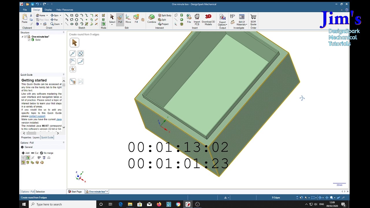Modeling a box in one minute with DesignSpark Mechanical - YouTube