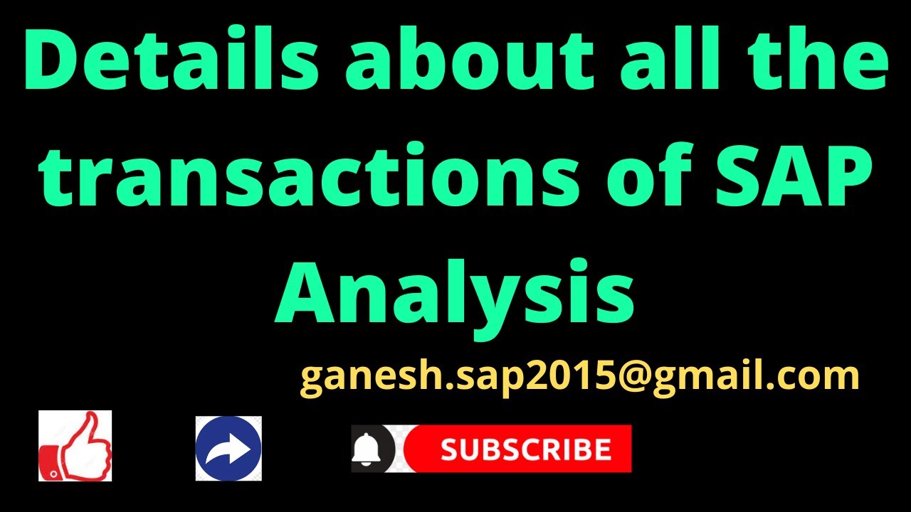 Details about all the transactions of SAP Analysis || SAP Standard Analysis Reports || SAP FREE