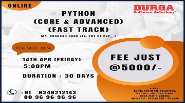 PYTHON (Fast Track) Online Training @ DURGASOFT