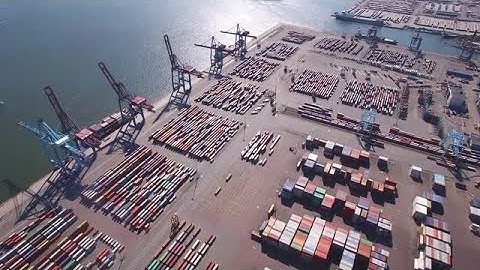Container Port Aerial Stock Video