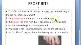 Emergency Case Discussion MCQ Frost Bite Aspirin Ibuprofen Medicine