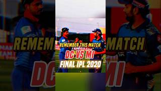 MI VS DC FINAL 2020 ♥️♥️ #cricket #ipl #shorts #mivsdc #rohitsharma #viralshortsvideo