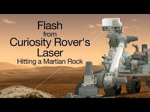 Salama Curiosity Roverin laserista lyömällä Marsin kalliota