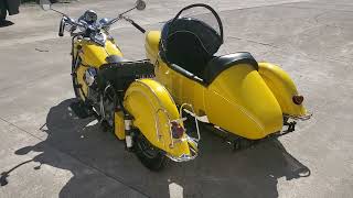 1940 Indian Four Cylinder Motorcycle w Sidecar - Windshield Added  20240311