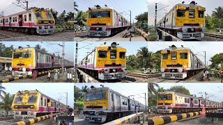 [10 in 1] Super fast EMU local trains skipping through level crossing
