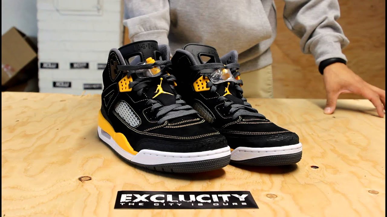 jordan spizike black university gold