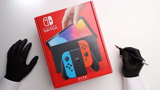 Nintendo Switch OLED NEON BLUE/RED Unboxing - ASMR