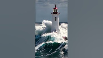 Lighthouse in Stormy Seas! Waves Crashing on Lighthouse! #scaryocean #storm #WavesCrashing #Waves