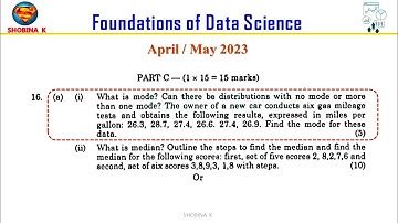 CS3352 Foundations of Data Science Solved University Question Apr/May 2023 #cs3352
