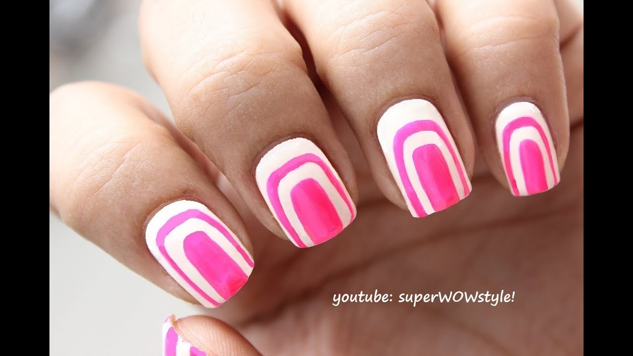 70 Stylish Nail Art Ideas To Try Now : Pink and White Negative Space Nails