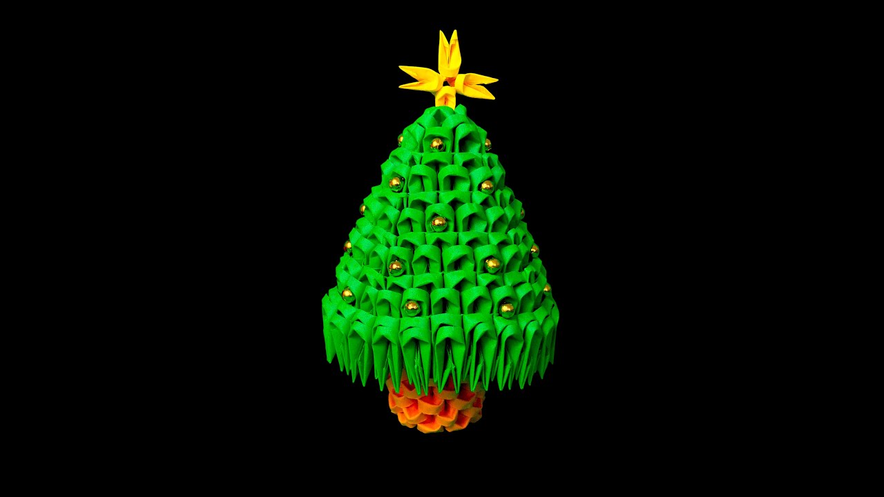 How to Make a 3D Origami Christmas Tree #2 (408 pieces) | DIY paper ...