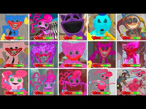 Poppy Playtime: Chapters 1,2,3,4,5,6 - All CHASES and FINAL Bosses With HEALTHBARS in BRIGHT Mode!