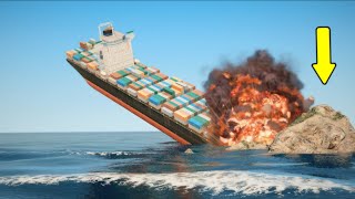 Biggest Ship Crashes into Rock and Crew Saved by Coast Guard in gta 5 ( Ship Crash Movie )