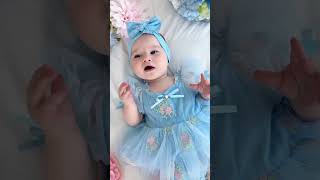 Pretty girl Remi in her beautiful Bluebell Romper 🩵🎀🌸