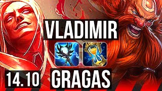 VLADIMIR vs GRAGAS (TOP) | Rank 1 Vlad, Rank 7, 13/2/8, 1200+ games | KR Grandmaster | 14.10